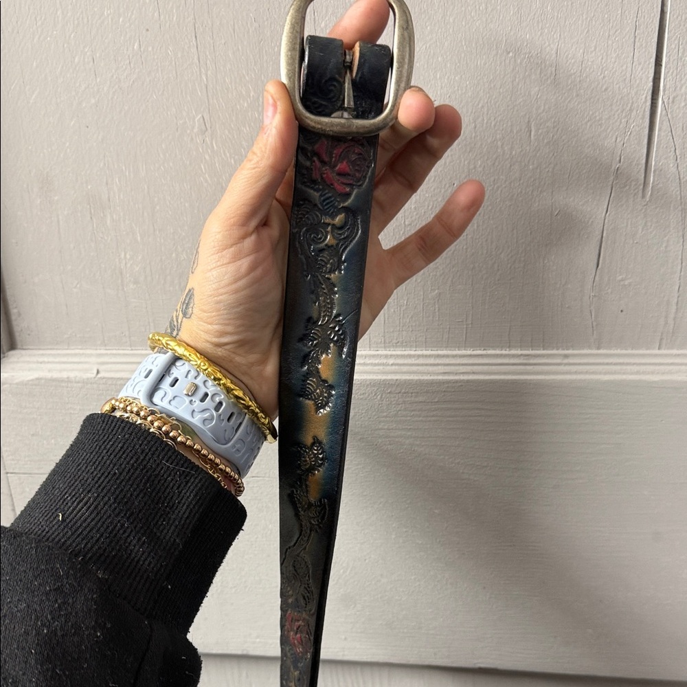 Black and Gold Embossed Belt